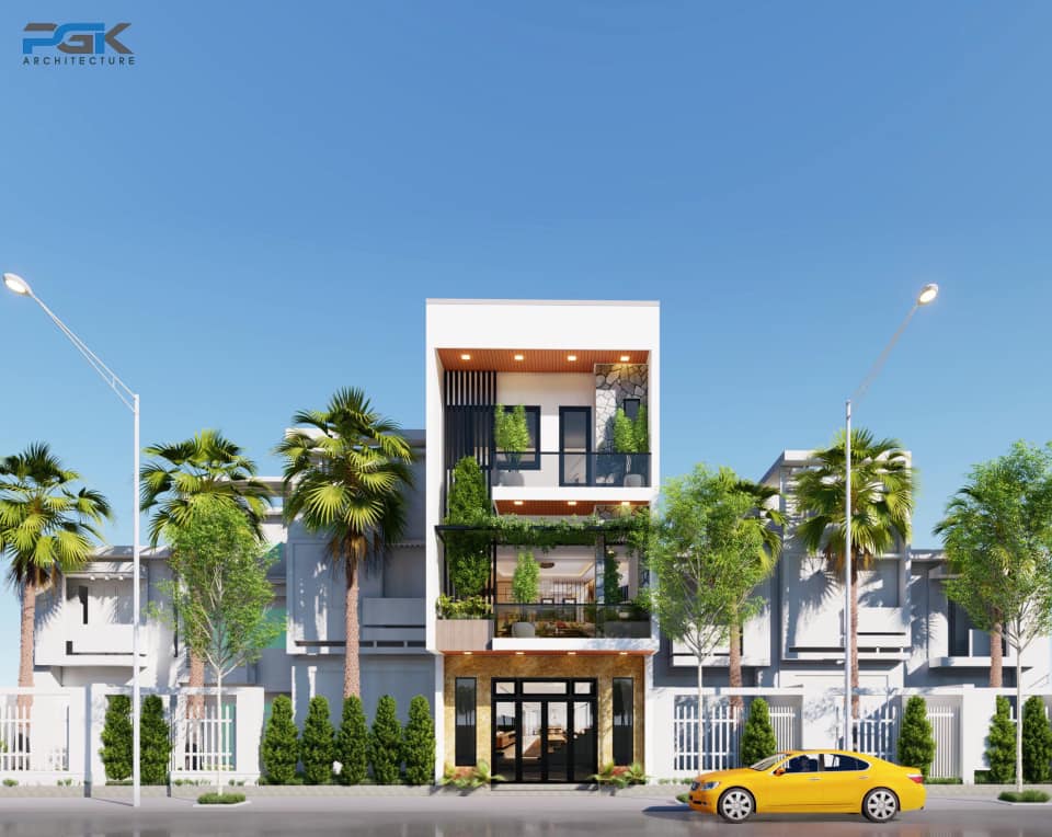 nhà ống 3 tầng phong cách hiện đại