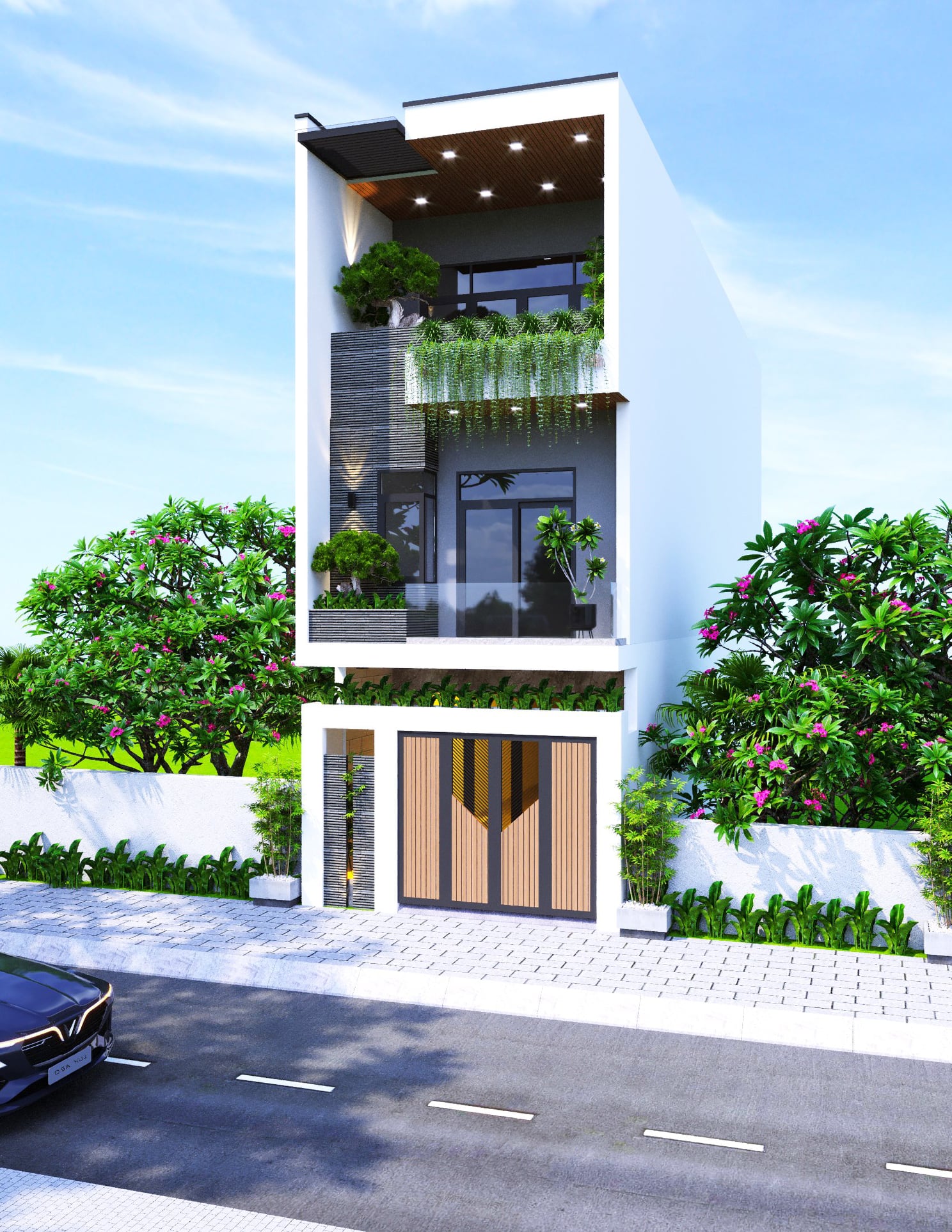 nhà ống 3 tầng phong cách hiện đại
