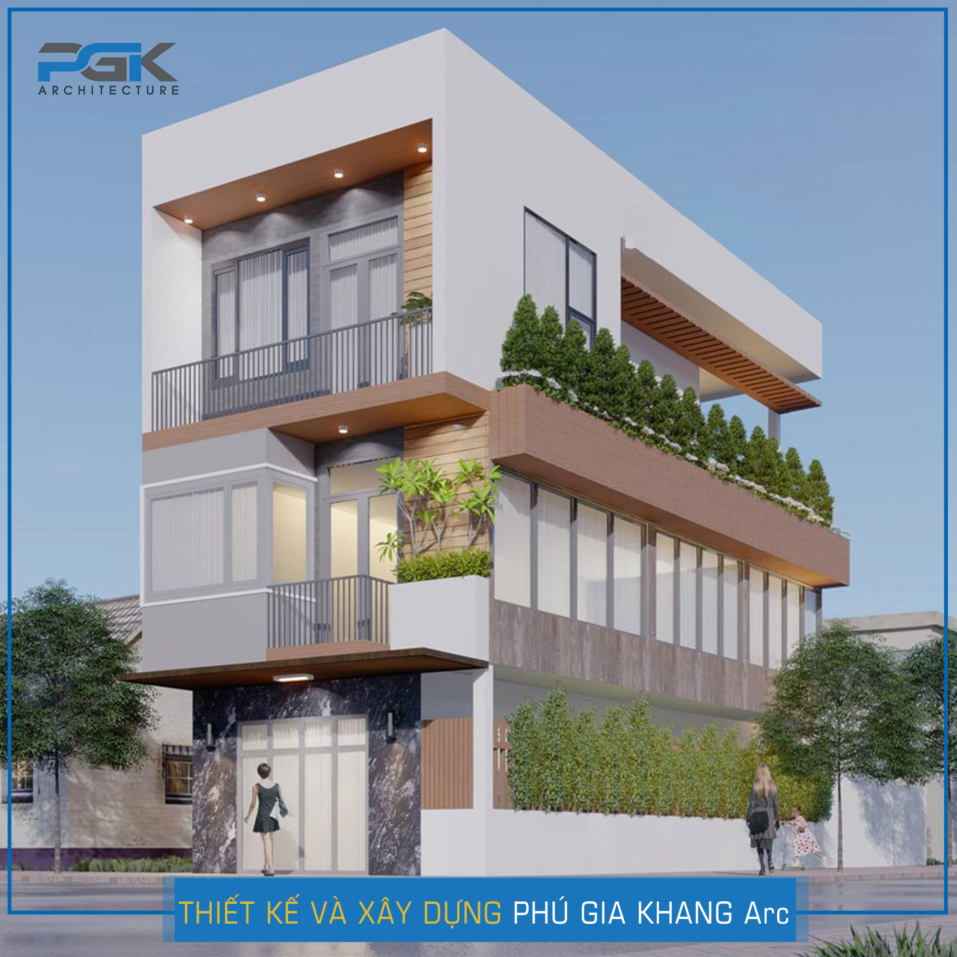 nhà ống 3 tầng phong cách hiện đại