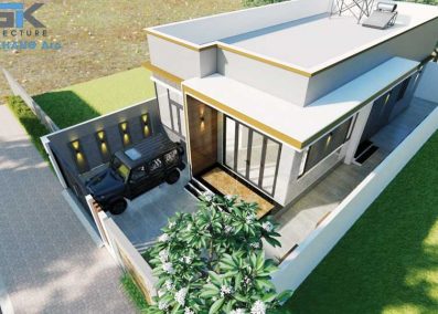 mẫu nhà cấp 4 chữ l mái bằng