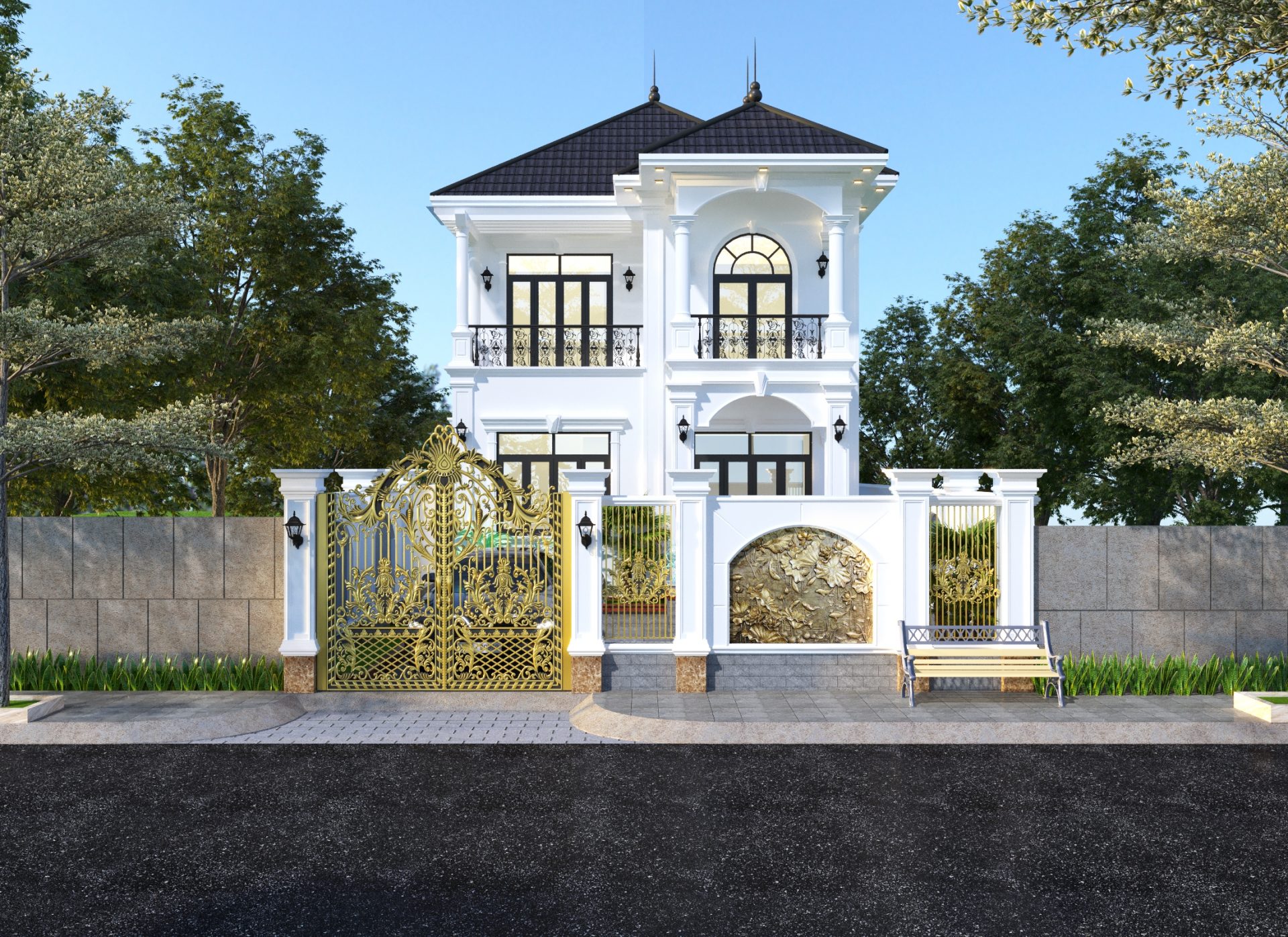 nhà 2 tầng mái nhật