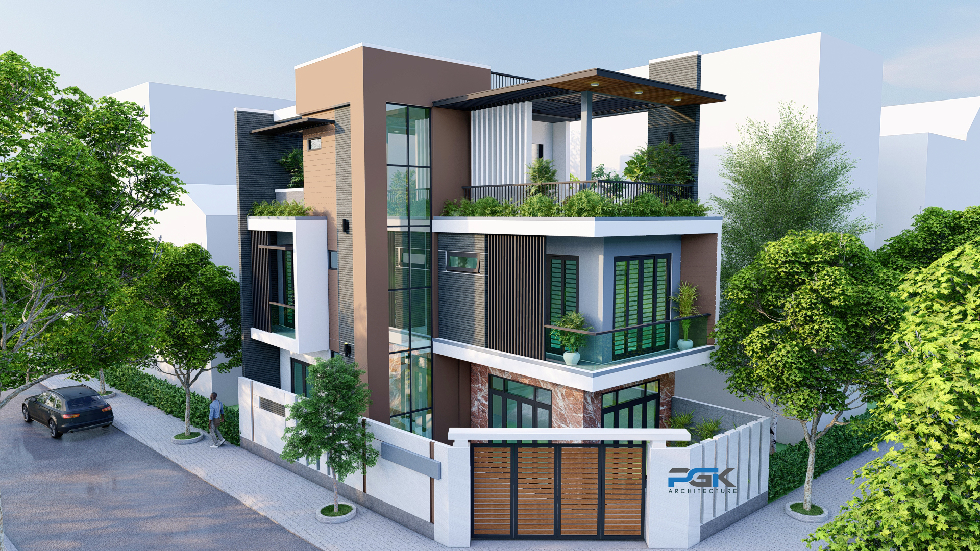 thiết kế nhà 2 mặt tiền